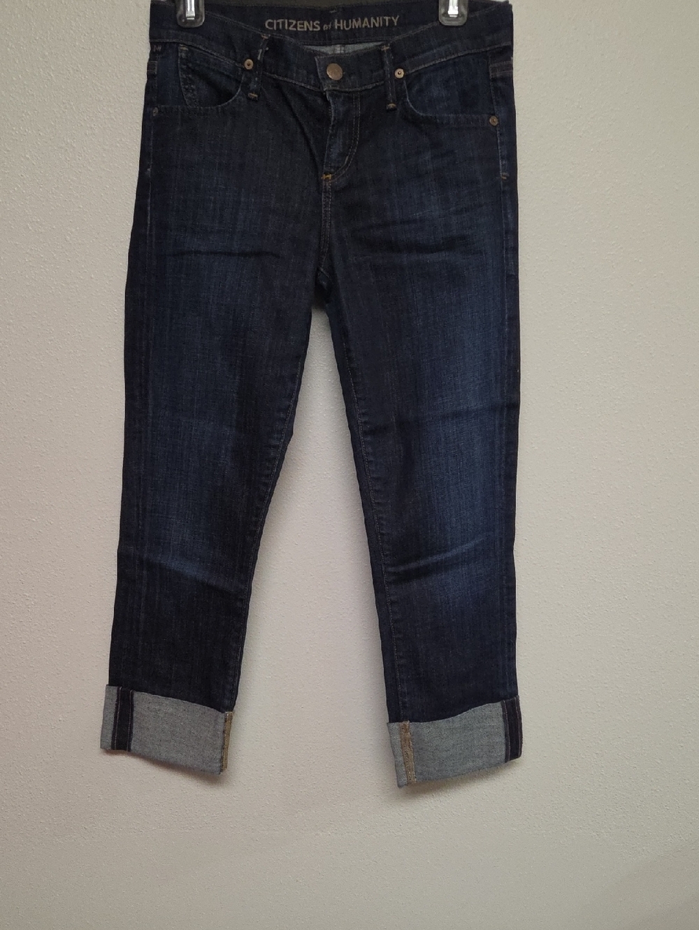 Citizens Of Humanity Dark Indigo Dani Cropped Cuffed Strait Leg Jeans